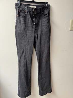 Levi's Ribcage Bootcut High Rise Button Fly Jeans in Faded Black Size 29
